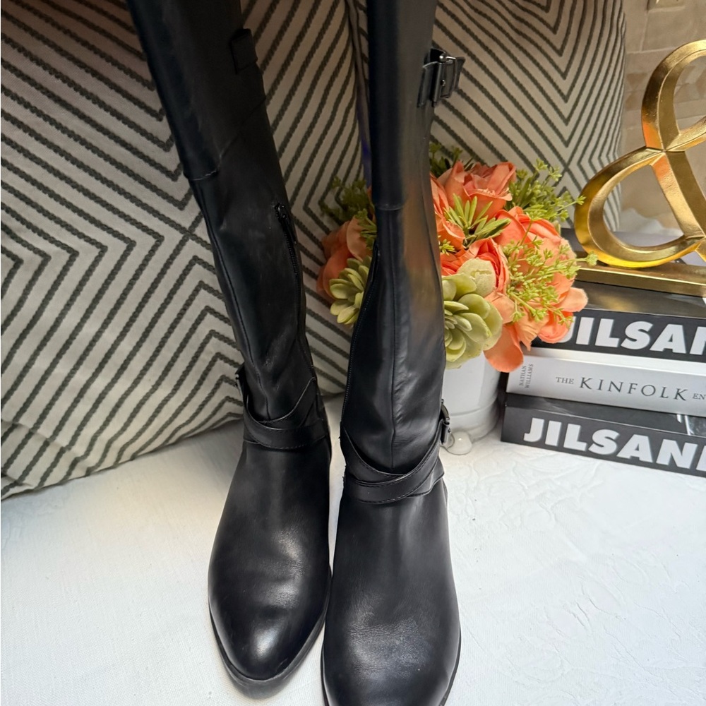 Saks Fifth Avenue Black Leather Knee Boots